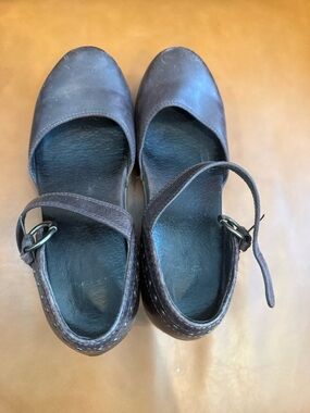 Dansko Women's Dark Brown Leather Mary Jane Heels with Ankle Strap